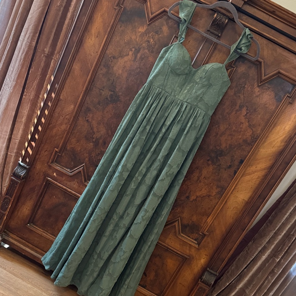 Azazie Eucalyptus Green Maxi Dress
